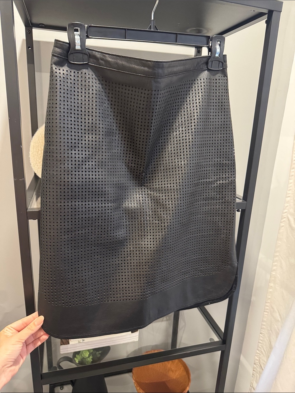 155. Real Leather Pencil Skirt in Black